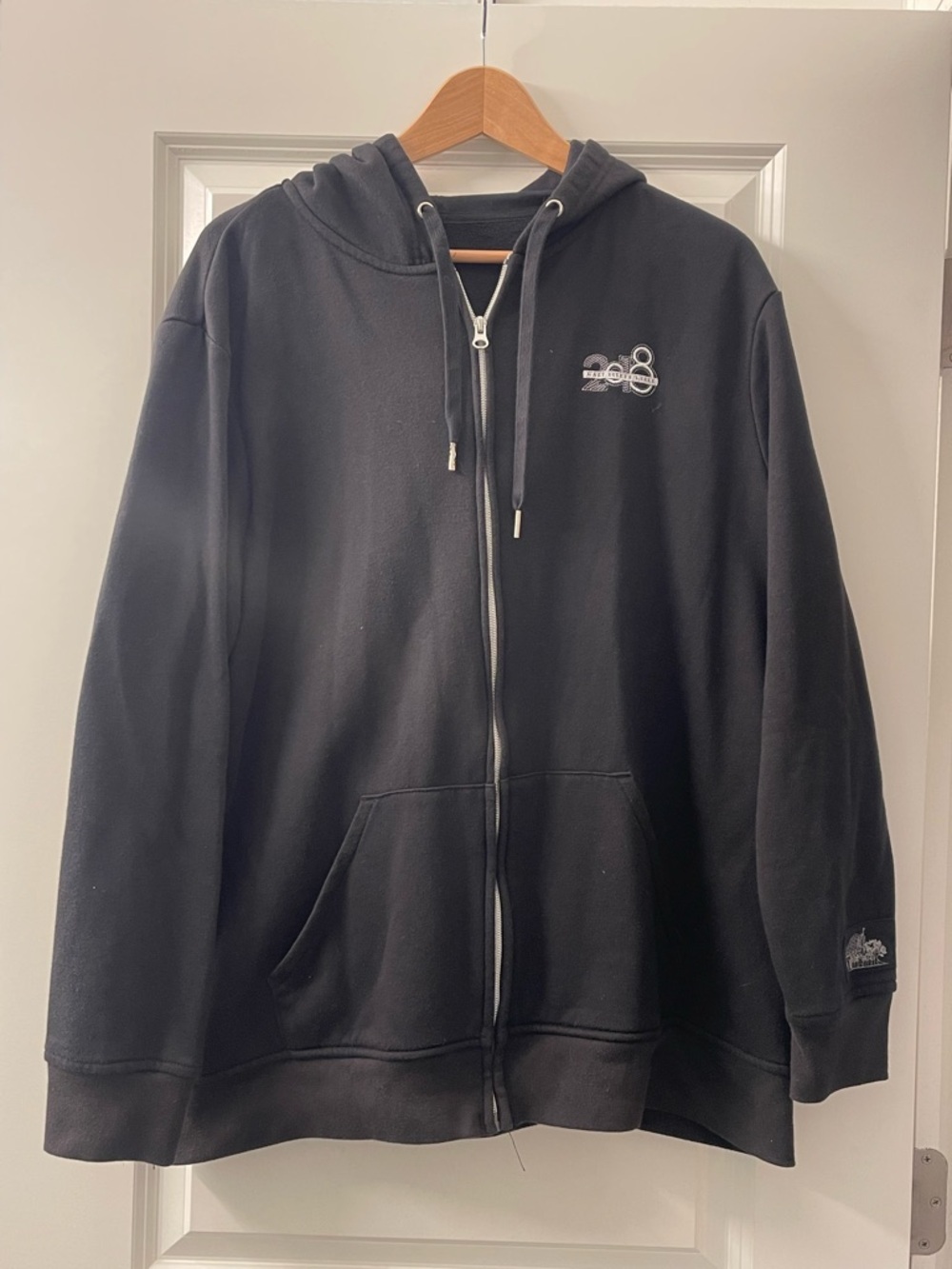 Black Zip-Up Hoodie with Subtle Logo - Unbranded